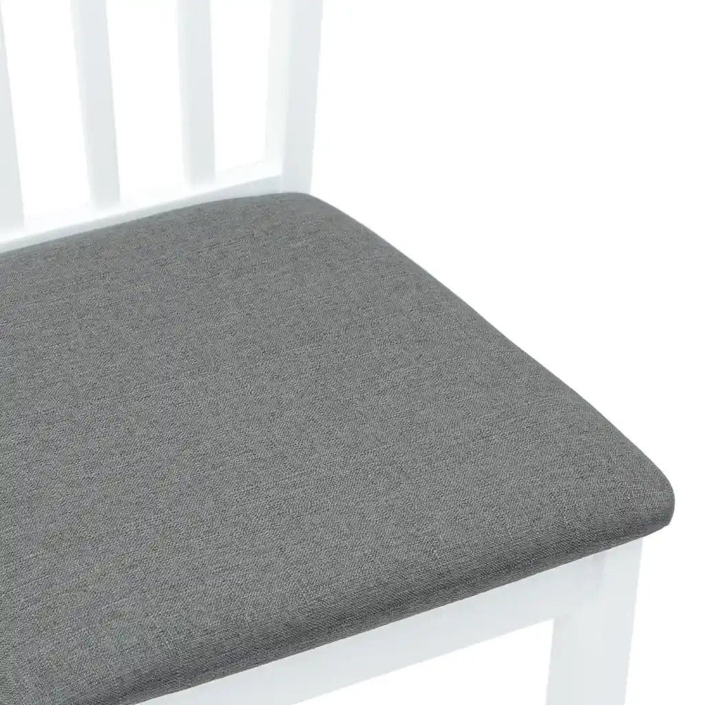 Sedie da Pranzo con Cuscini 2 pz Bianco Legno Massello di Hevea