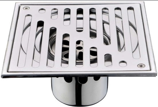Afvoer quadrato in acciaio inossidabile, 150 x 150 mm, senza odore, afvoer quadrato per bagno, chiusura cieca.