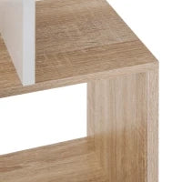 Scaffale Libreria a 5 Ripiani Suddivisi, Libreria Salvaspazio a Forma di S in Legno, Scaffale Divisorio per Soggiorno, Camera da Letto e Ufficio, 60x24x184.5 cm, Color Legno e Bianco