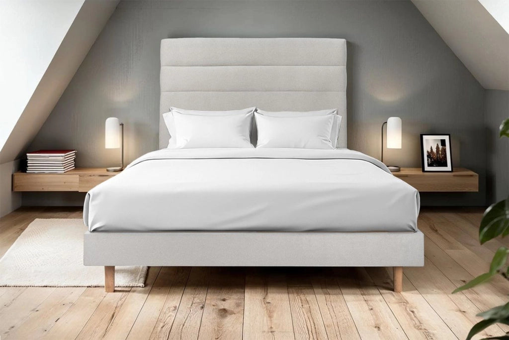 Letto 160x200 cm con testiera in linea - Tessuto velluto