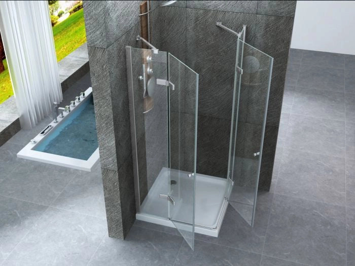 Box doccia Cristallo 8 MM frameless due lati doppio battente esterno - Misura: 80 x 80 x h195