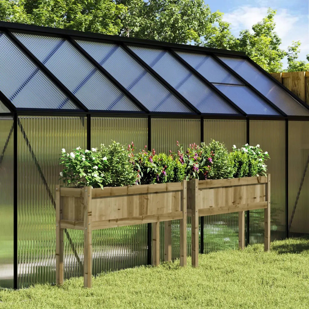 2 pz Fioriere | Cassetta per fiori | Vaso da Giardino con Gambe in Legno di Pino Impregnato