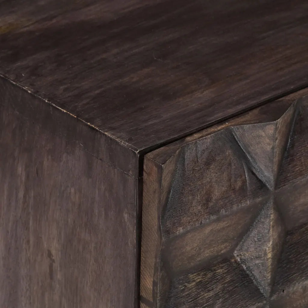 Comodino-Tavolino da notte Nero 40x30x50 cm in Legno Massello di Mango