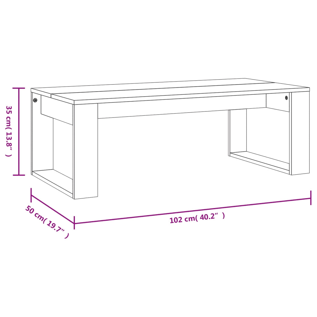 Tavolino da Salotto Bianco 102x50x35 cm in Legno Multistrato 823358