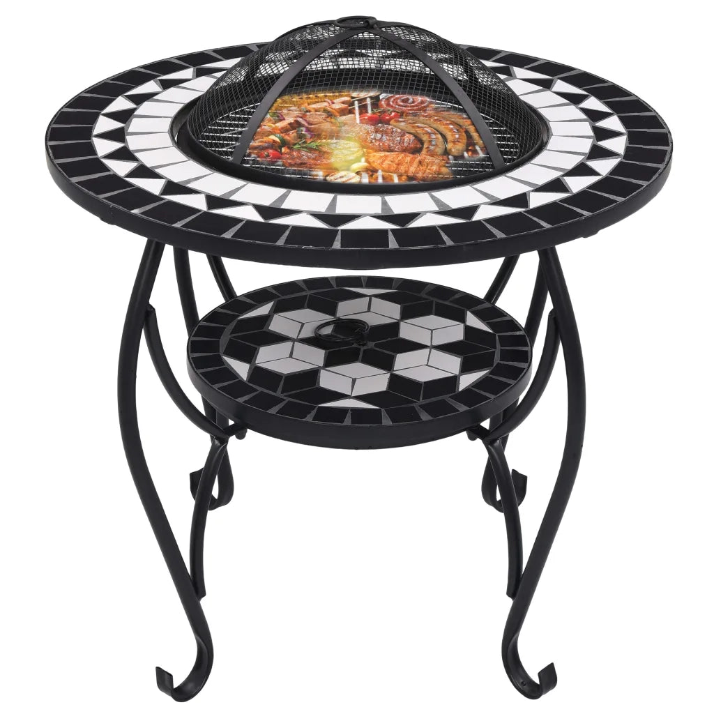 Tavolo con Braciere a Mosaico Nero e Bianco 68 cm in Ceramica CFW3904870