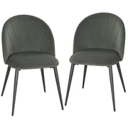 Set 2 Sedie da Pranzo Imbottite con Schienale in Velluto ¨C Zephmum ¨C Grigio 52x55x79 cm