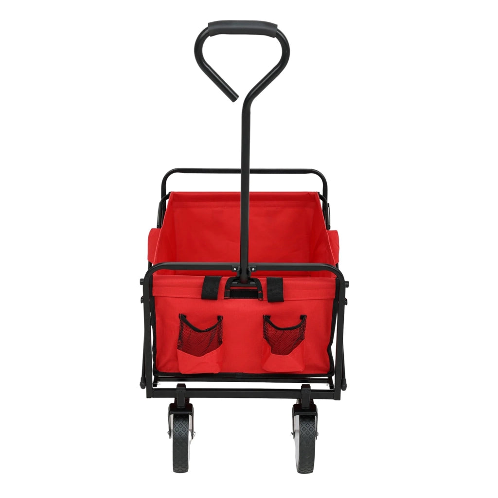 Carrello da Spiaggia Pieghevole TYRS con Ruote in Plastica, Portata Massima 120 kg, Colore Rosso