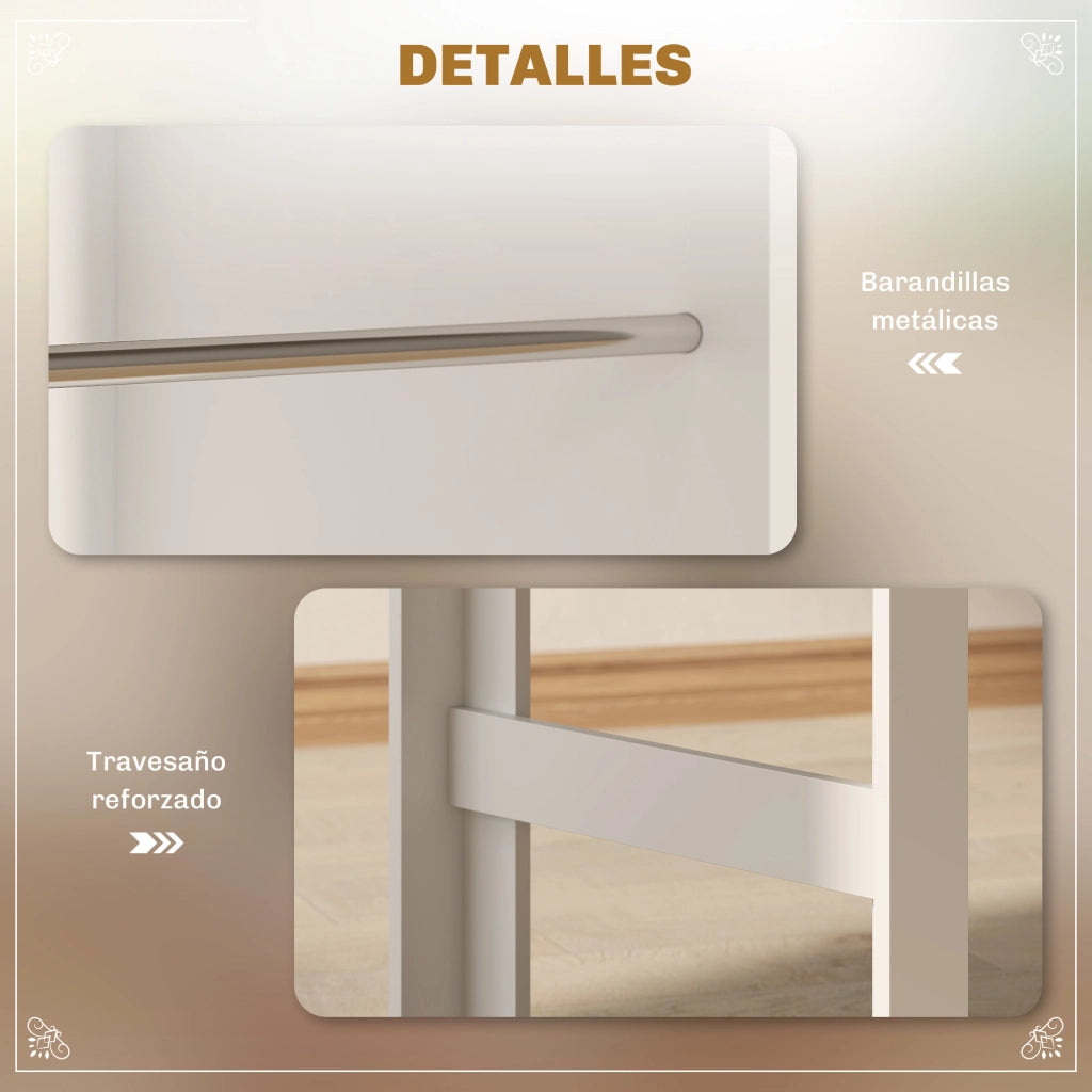 Tavolo bar alto da pranzo ¨C Xylo ¨C legno bianco con 3 ripiani laterali 112x57x106cm