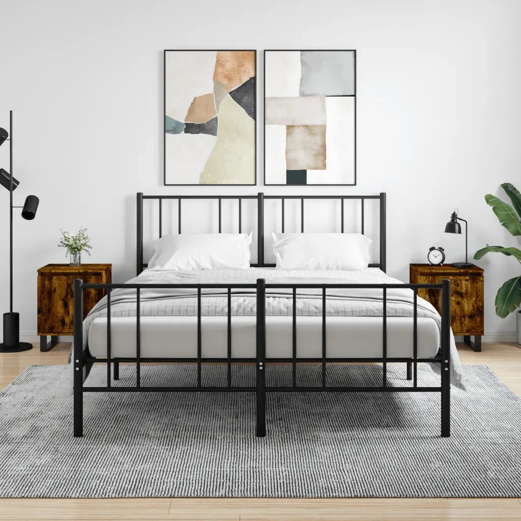 Set di 2 Comodini | Armadio da Notte | Mobiletto da notte Rovere Fumo 40x30x50 cm in Legno Multistrato