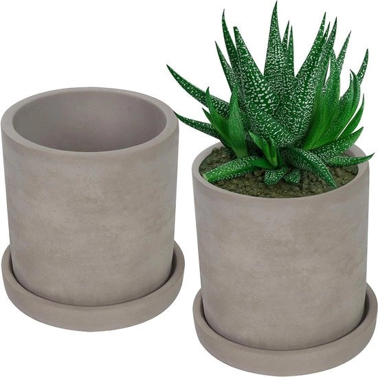 Piantine di Finto Erba per Piantine di Cemento - 2 Pacchi - Piatti Rimovibili - Buchi di Drenaggio Ronde - Piantine di Piccole Piante, Fiori e Cacti - Stile per Case, Uffici e Finestre - Piantine Autoirriganti