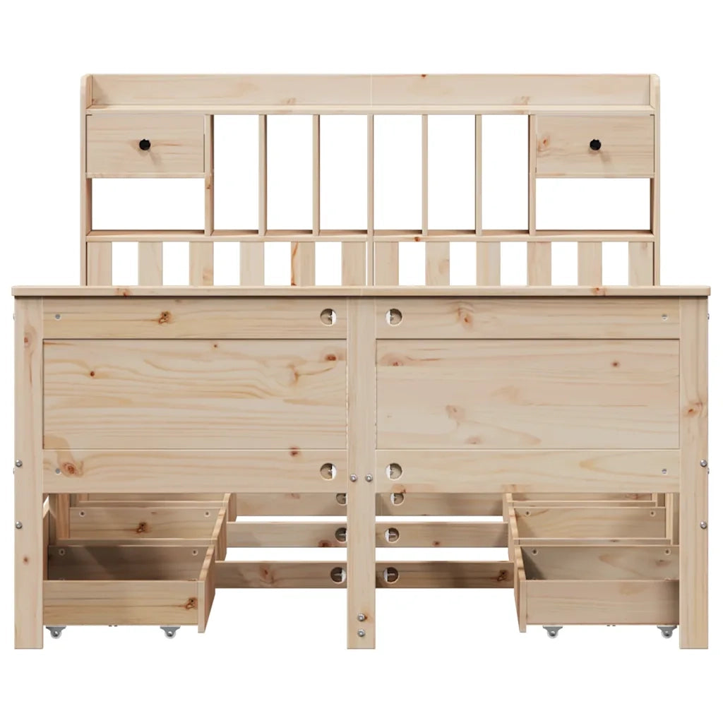 Letto Libreria senza Materasso 140x190 cm in Legno di Pino 3308933