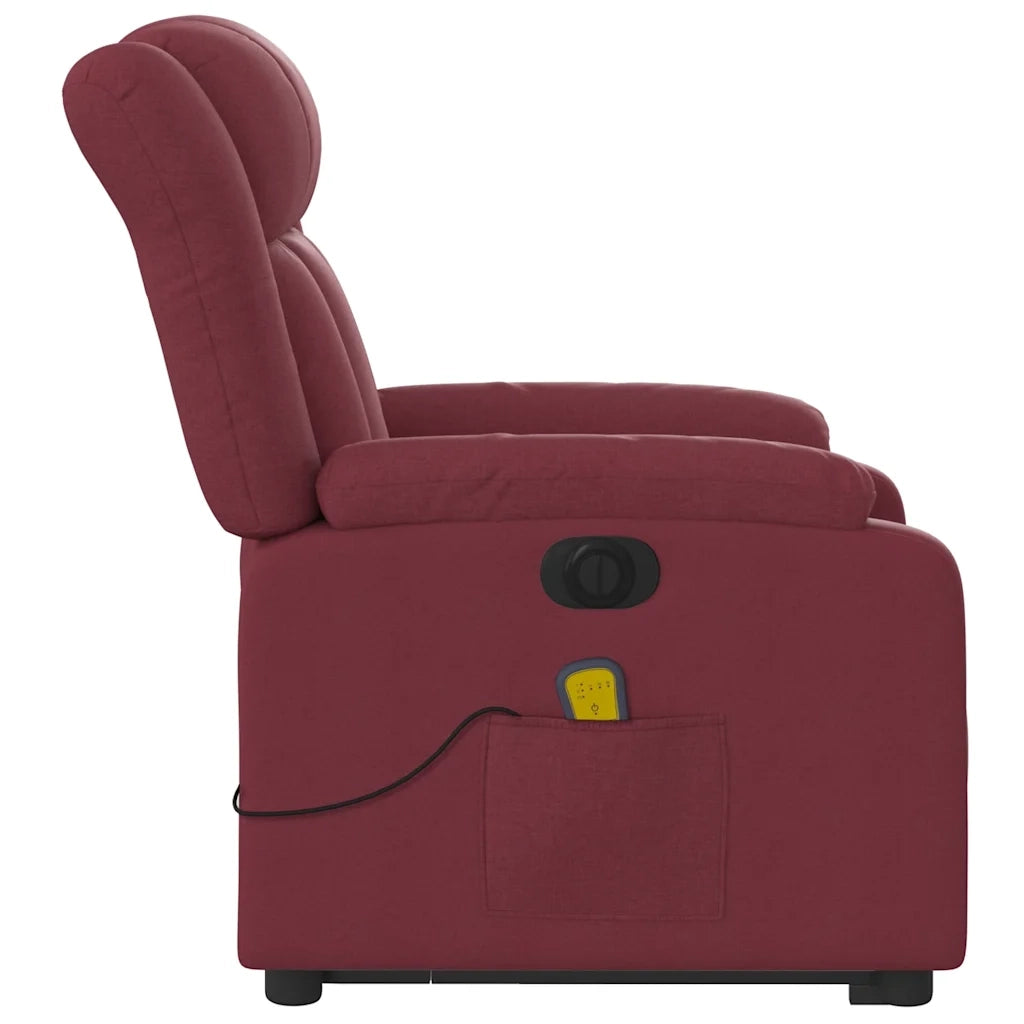 Poltrona Alzapersona Massaggiante Elettrica Rosso Vino Tessuto 3205355