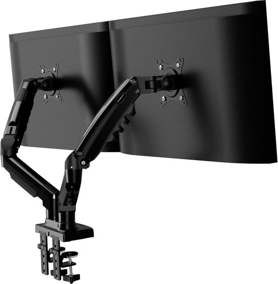 Armadura per monitor doppio - braccio a gas 360° girevole - compatibile con schermi da 19 a 32 pollici