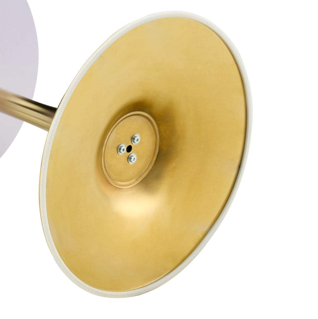 Tavolo rotondo Mid-Century in MDF e metallo; altezza 72 cm; Gold/Walnut