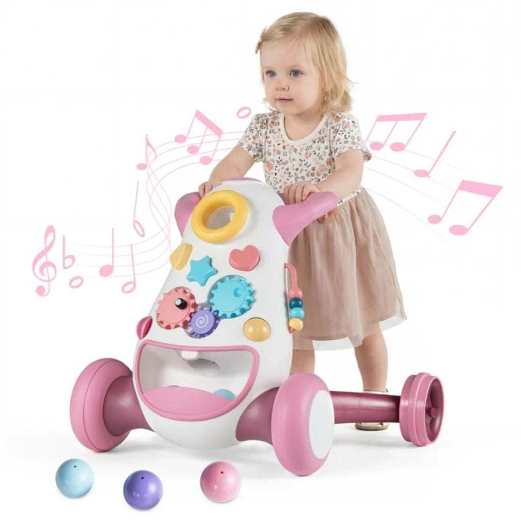 Girello 2 in 1 56,5 x 46 x 44 cm con musica e luci leggermente regolabile PP rosa 20_0019530