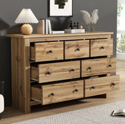 Sideboard moderno in legno con 7 cassetti, 152x40x89 cm