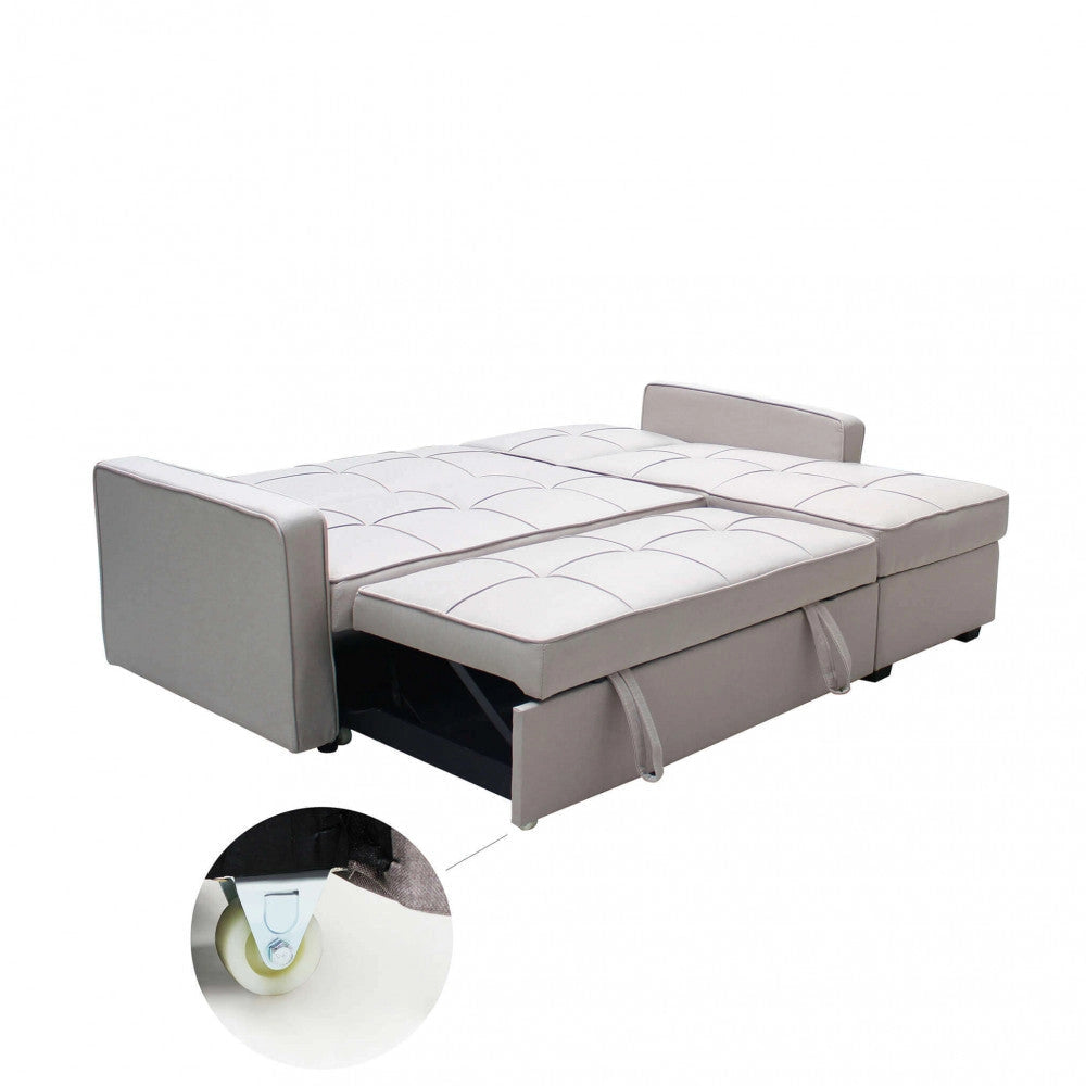 Divano Letto Cedric 208x87/145x88 cm  in Tessuto Tortora