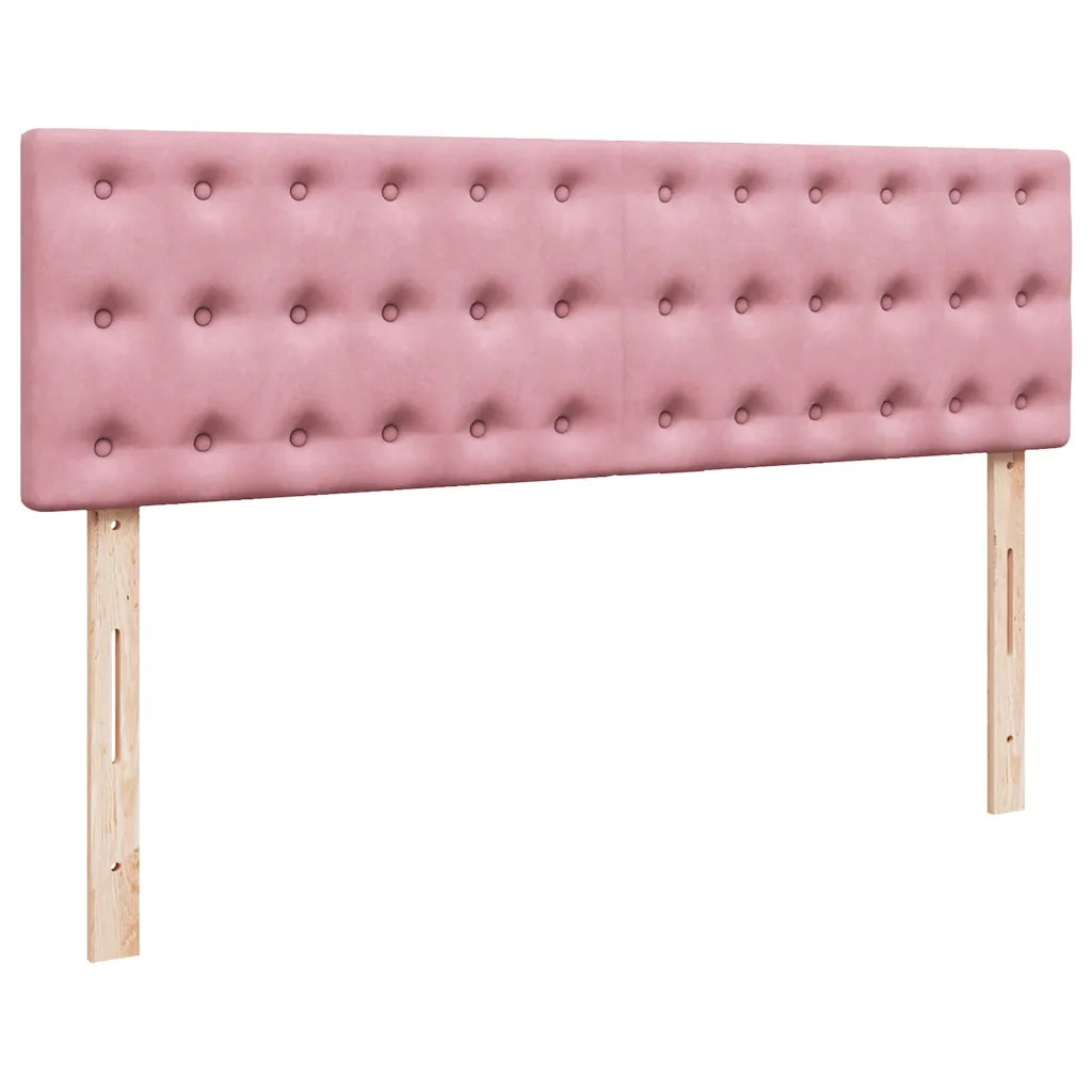 Struttura Letto Pouf con Materasso Rosa 160x200 cm in Velluto