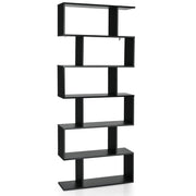Libreria a S 80 x 23 x 191 cm 6 ripiani aperti design stabile e moderno in legno nero 20_0010759