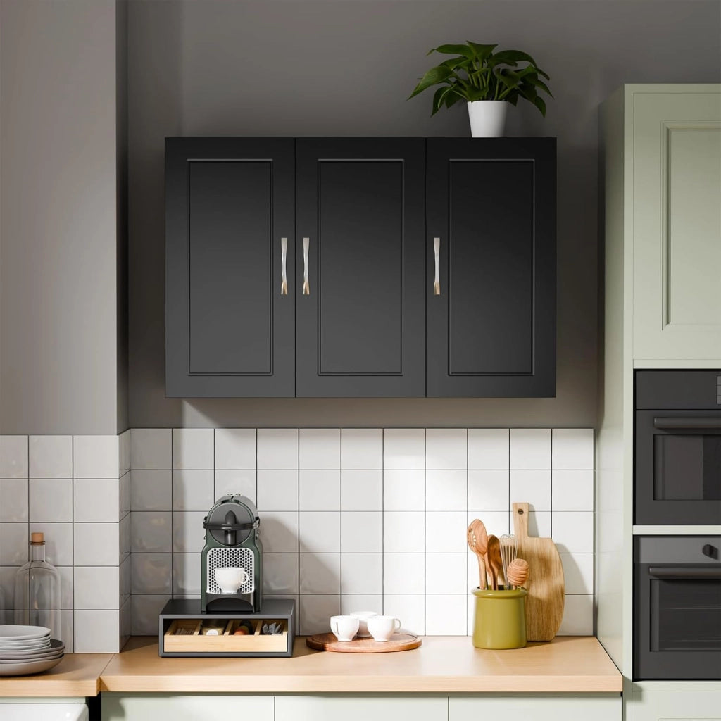 Pensile Bagno - Mobile Bagno Sospeso con Ripiani Regolabili - Mobiletto Salvaspazio per Cucina e Lavanderia - Armadietto Bagno a Parete Moderno, 90x30x60 cm, FRG231-L-SCH