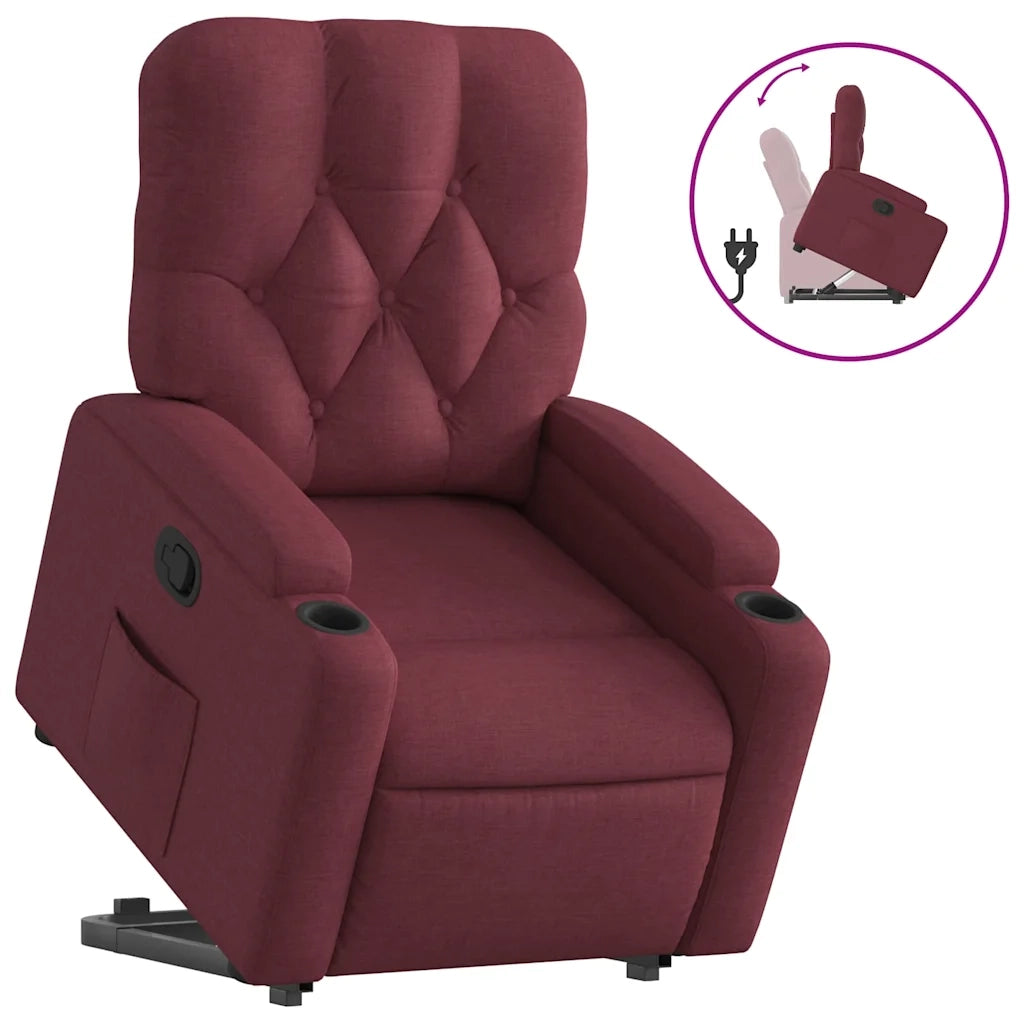Poltrona | Sedia Relax Alzapersona Reclinabile Rosso Vino in Tessuto