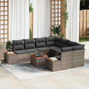 Set Divano da Giardino con cuscino 9 pcs Grigio Poly Rattan