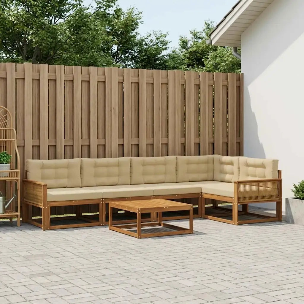 Set di divani da esterno con cuscino 6 pcs Naturale e Beige 3382591