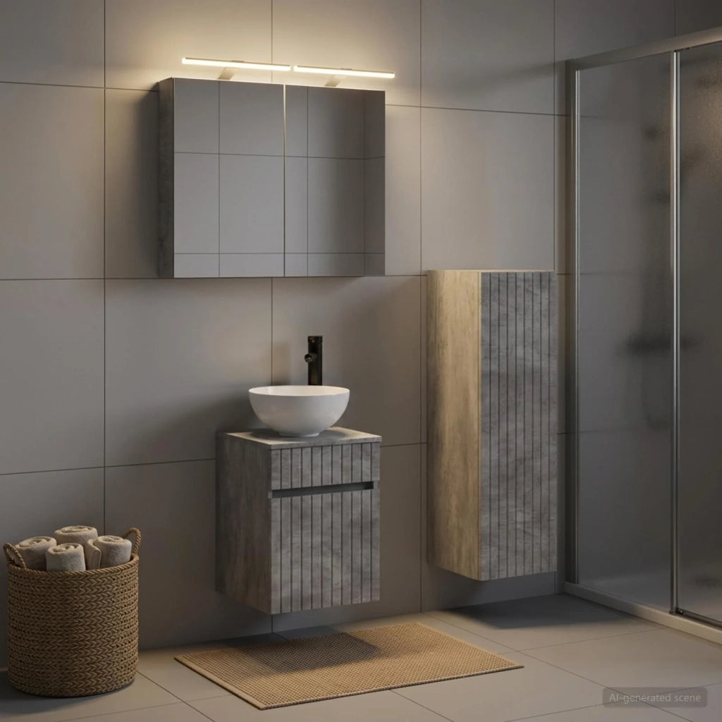 Set di mobili per il bagno 4 pz Grigio Cemento 3407458