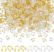 Draadbeschermi U-vorm 400 pezzi - 5 mm Lunghezza - Giallo/Argento - Per Accessori di Gioielleria - Adatti per Chiavi e Accessori di Gioielleria