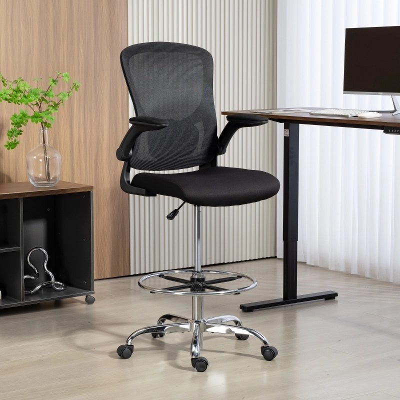 Sedia da scrivania ergonomica girevole con supporto lombare 4D, altezza regolabile, nera