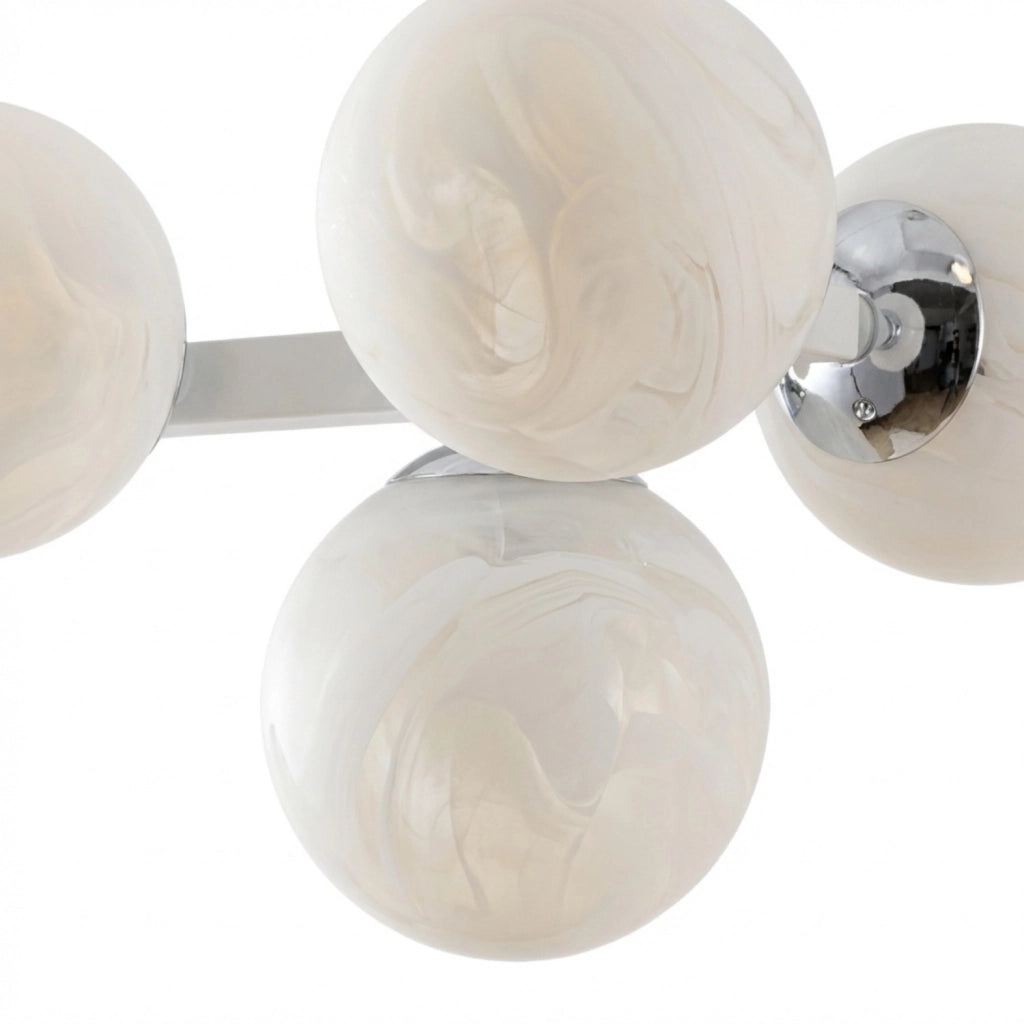 Lampadario Contemporaneo Adrian Metallo Bianco Cromo 6 Luci E14