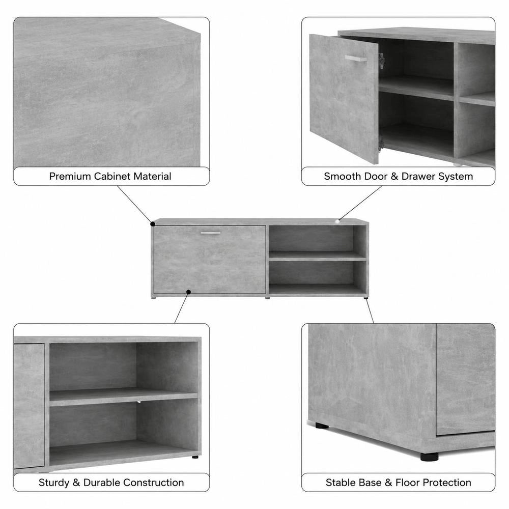 TV Cabinet Concrete Grey 120x34x37 Cm Wood-based Material