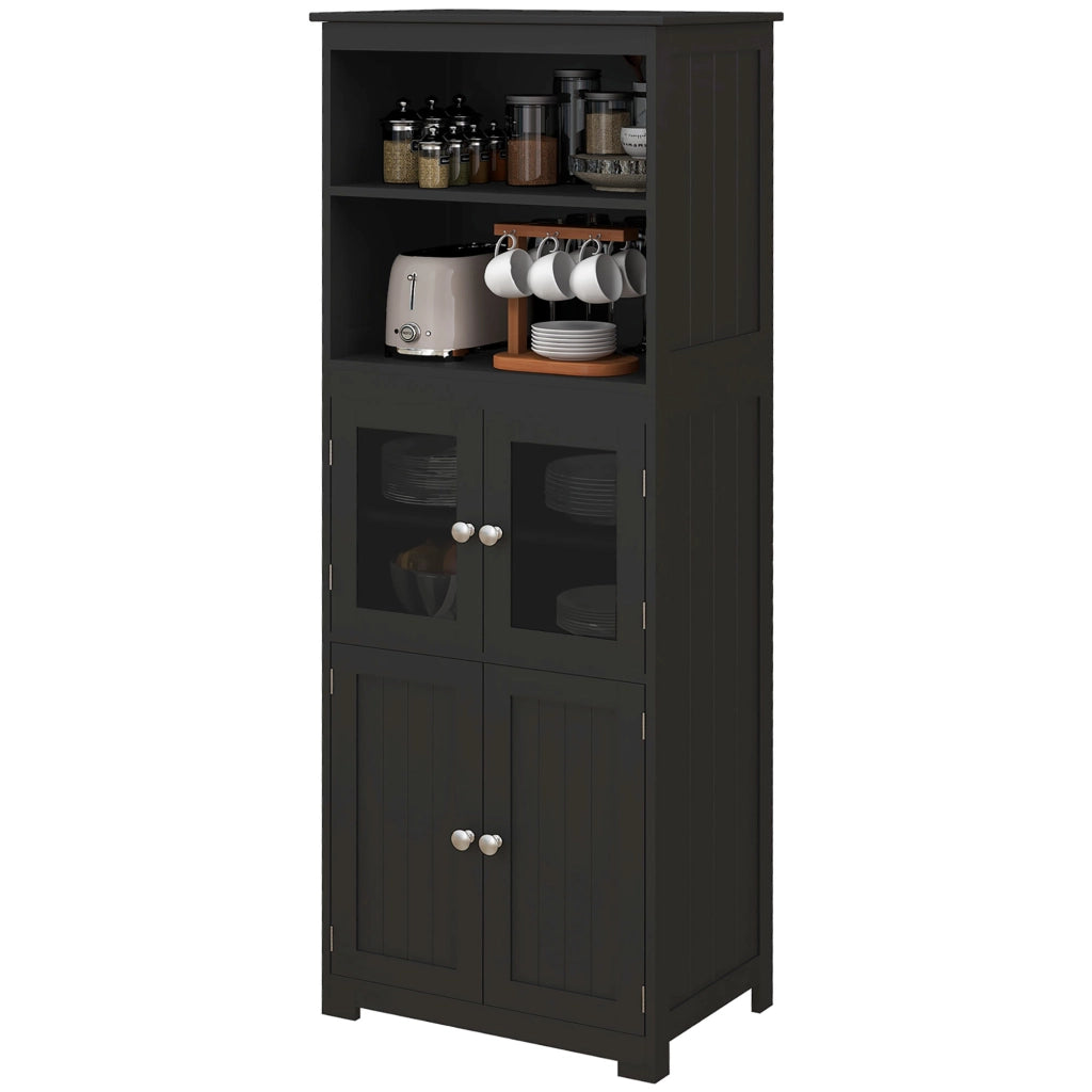 Armadio con 4 porte e ripiani ¨C zephmum ¨C nero 60x30x162 cm