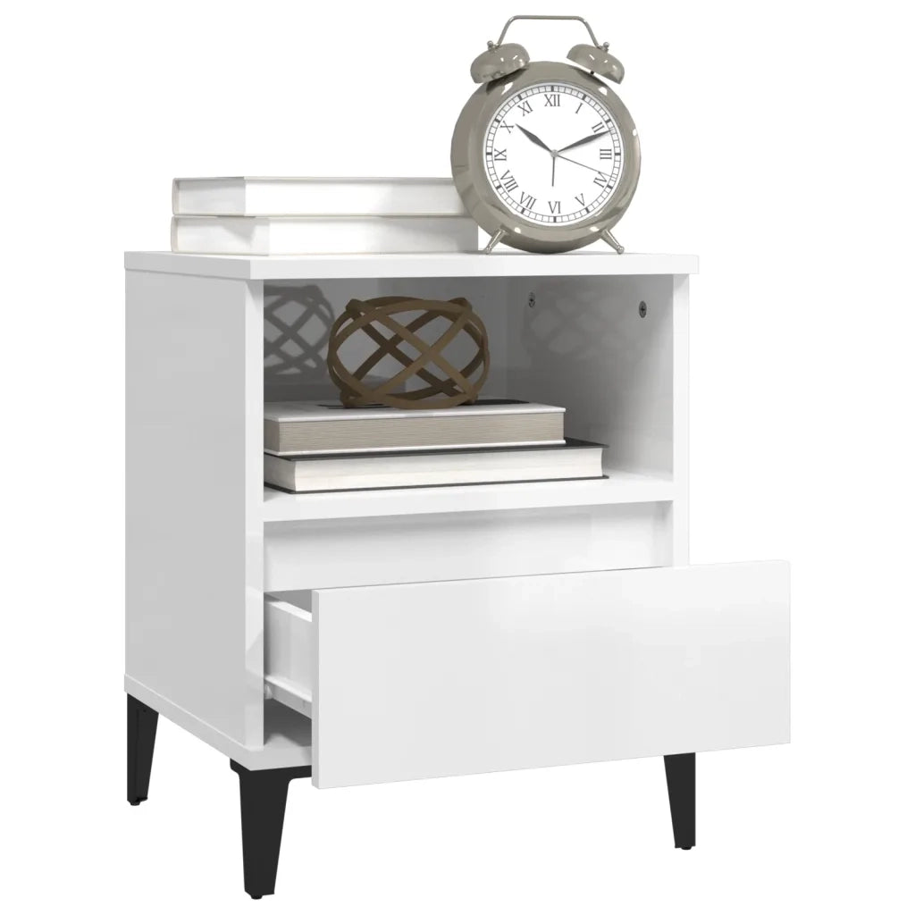 Comodini 2 pz in Bianco Lucido 40x35x50 cm cod mxl 68782