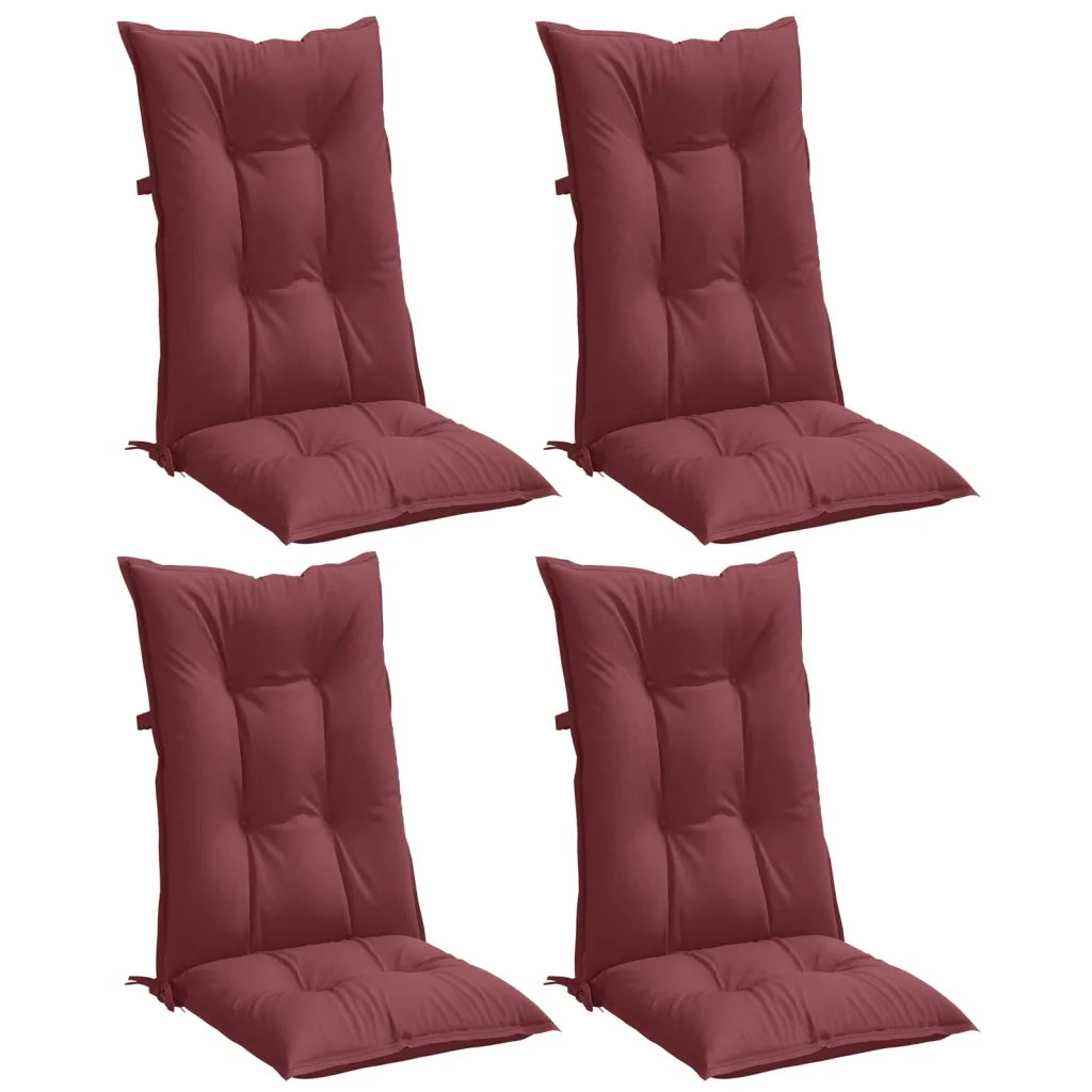 Cuscini Sedia Schiena Alta 4 Rosso Vino Mélange 120x50x7 cm 4002374