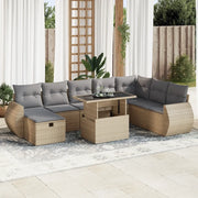 Set Divano da Giardino 9 pz con Cuscini Beige in Polyrattan 3327919
