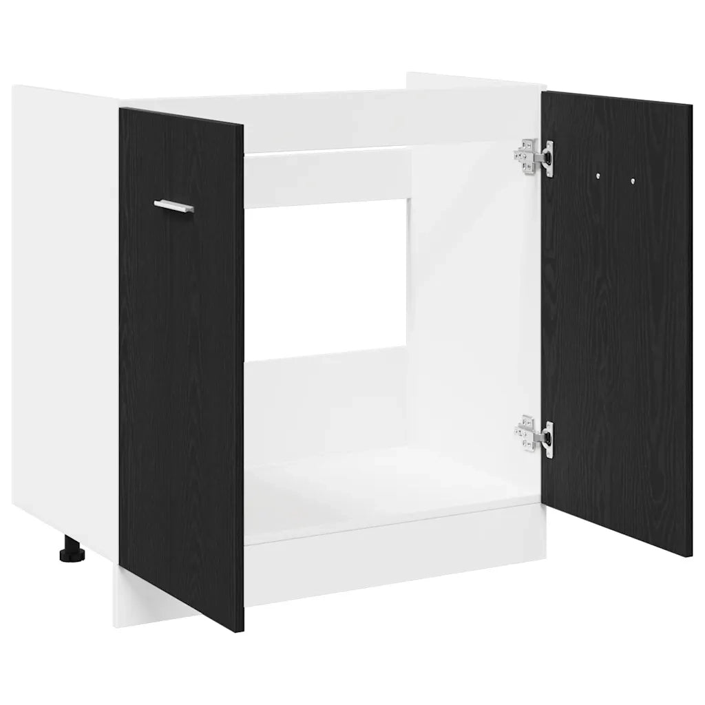 Mobile Sotto Lavello Rovere Nero 80x46x81,5 cm Legno Ingegnerizzato