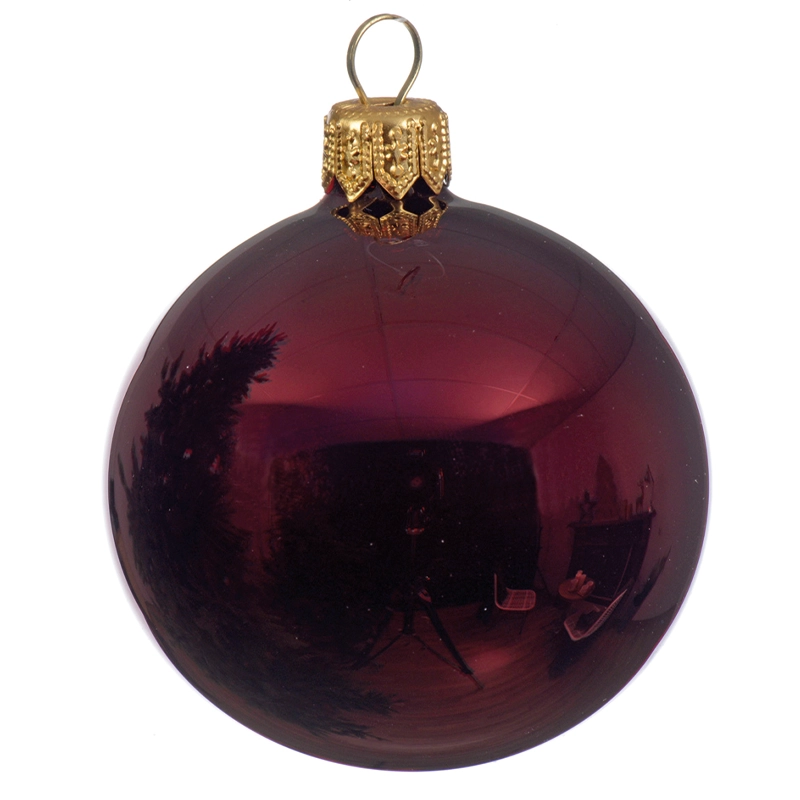 Box Da 4 Palline Di Natale Rosso Scuro Lucido 10 Cm