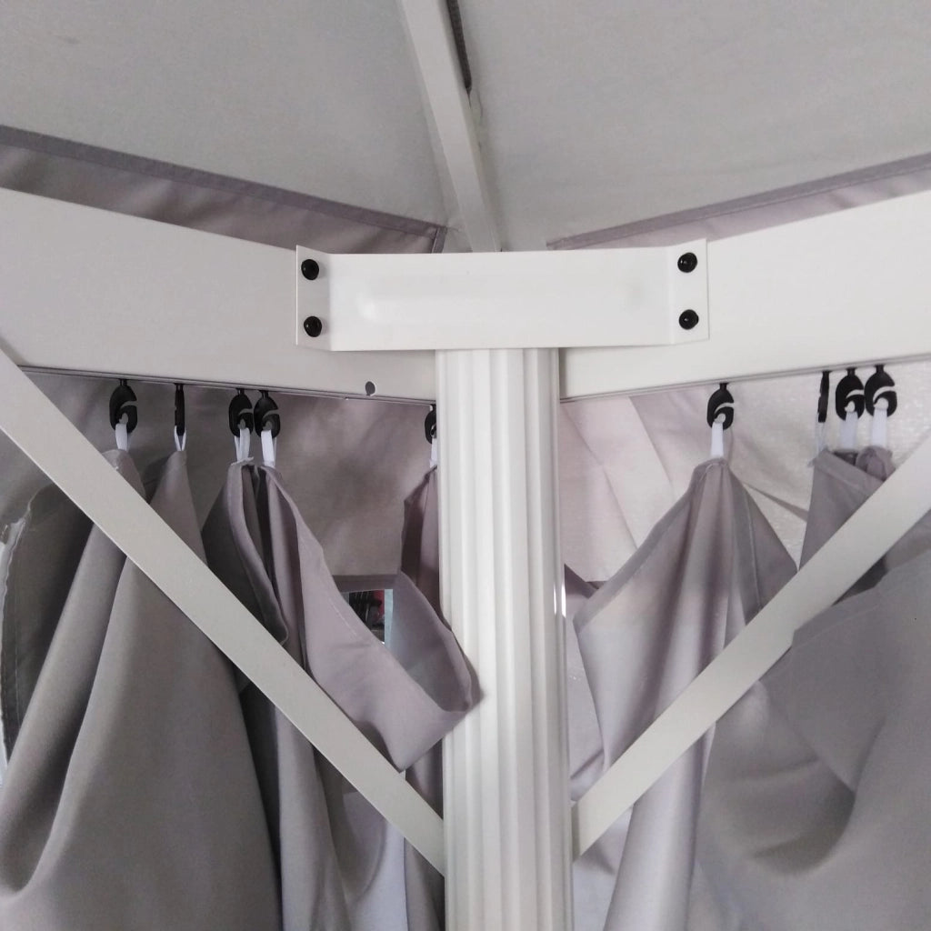 GAZEBO GRIGIO 3X4M CON STRUTTURA BIANCA E TELI