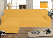 Copridivano Genius Con Penisola Chaise Longue Modello Swing Colore Senape - Sinistra - Senape