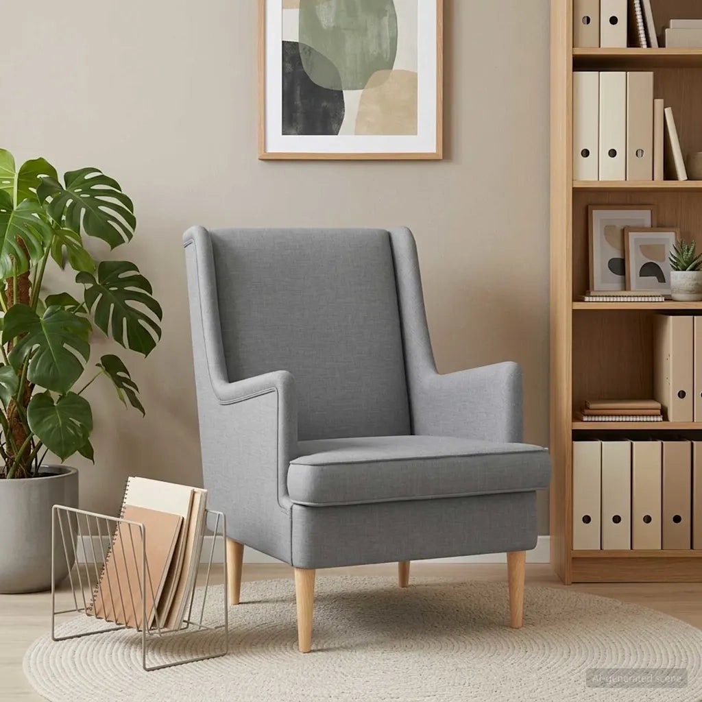 Poltrona-Divano Sedia-Poltroncina Grigio Chiaro Tessuto 599211