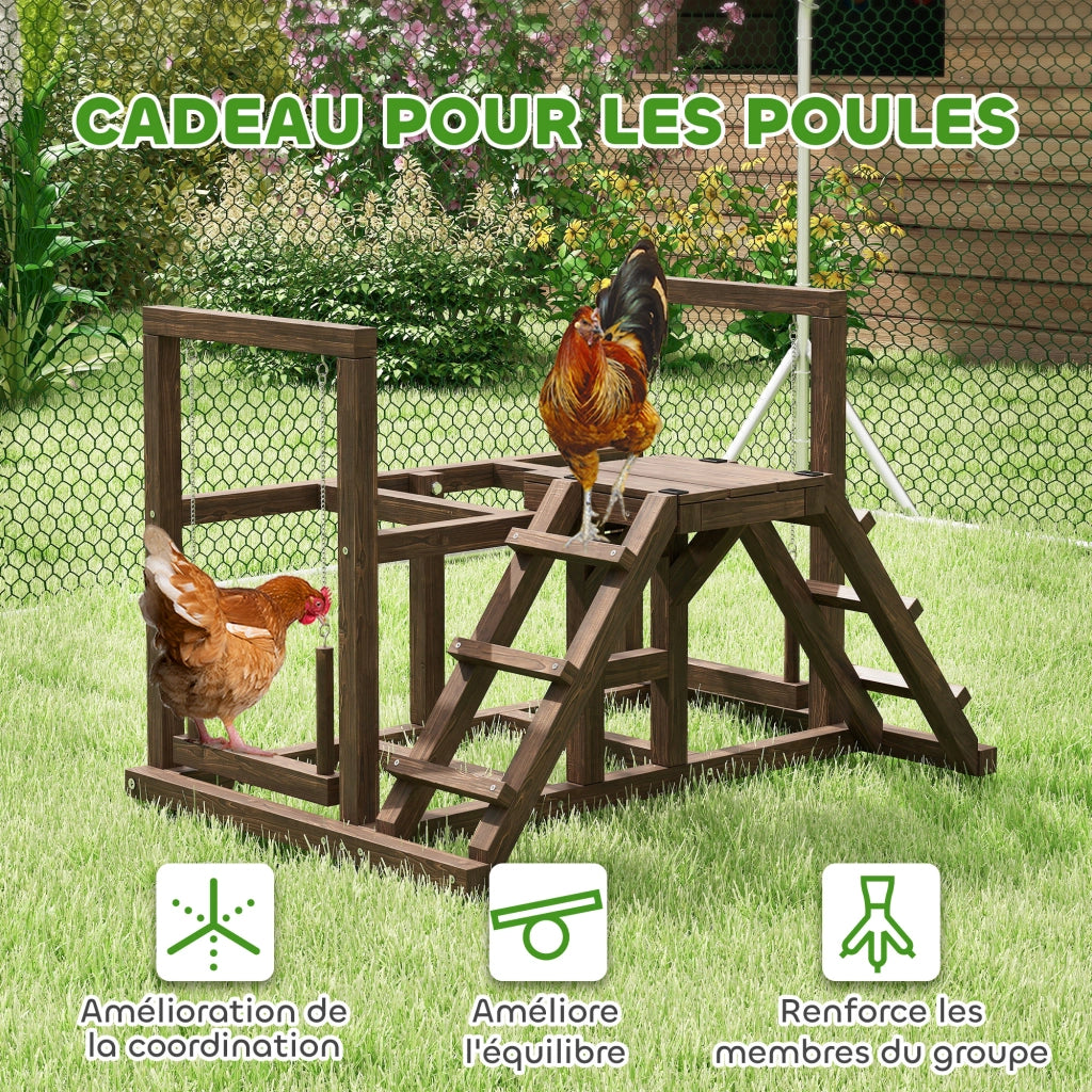 Gioco per bambini in legno con altalena e piattaforme ¨C zephmum ¨C 82x60x55 cm marrone