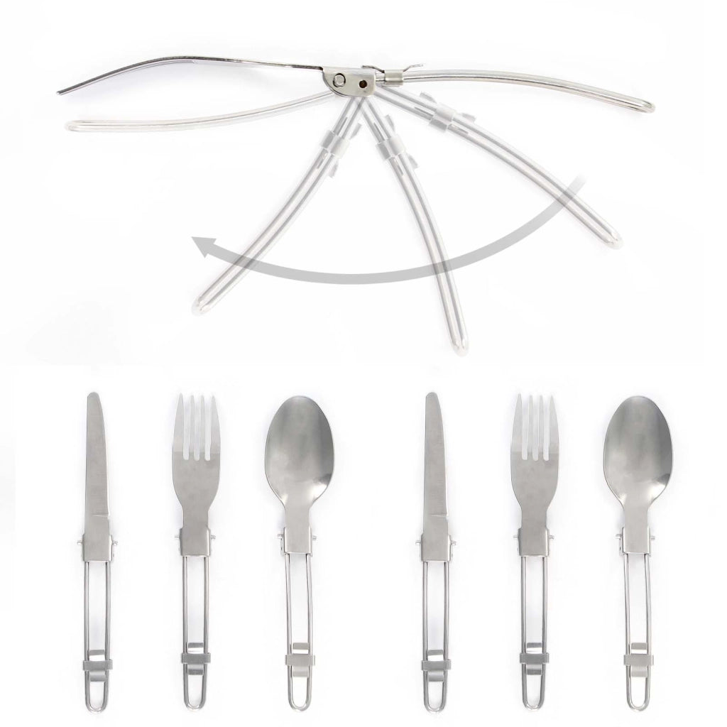 Toboli Set di stoviglie da campeggio 16 pz con posate, padelle, pentole, fornello