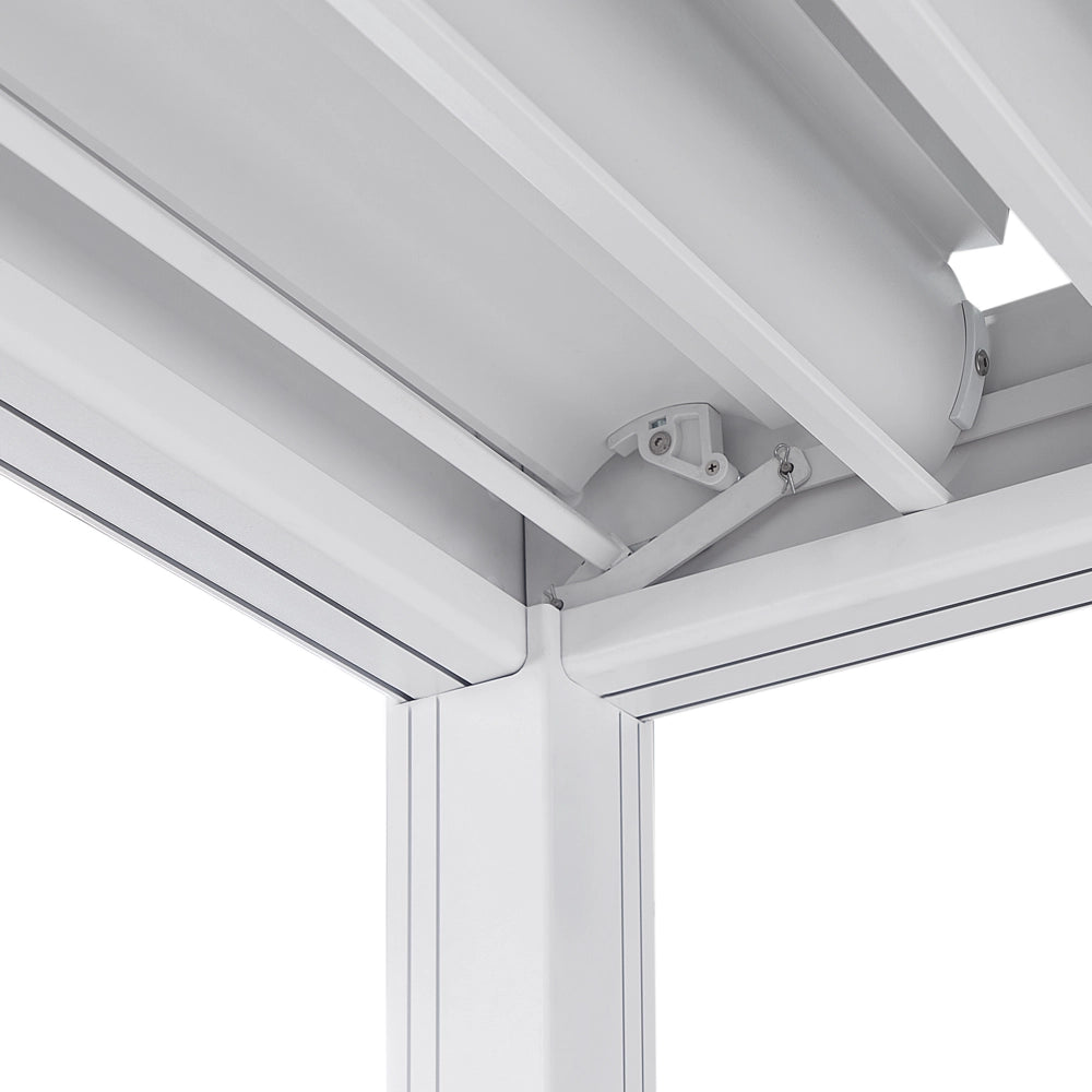 Pergola in metallo bianco con struttura ombreggiante in alluminio 310 x 310 cm Padiglione da giardino moderno e industriale