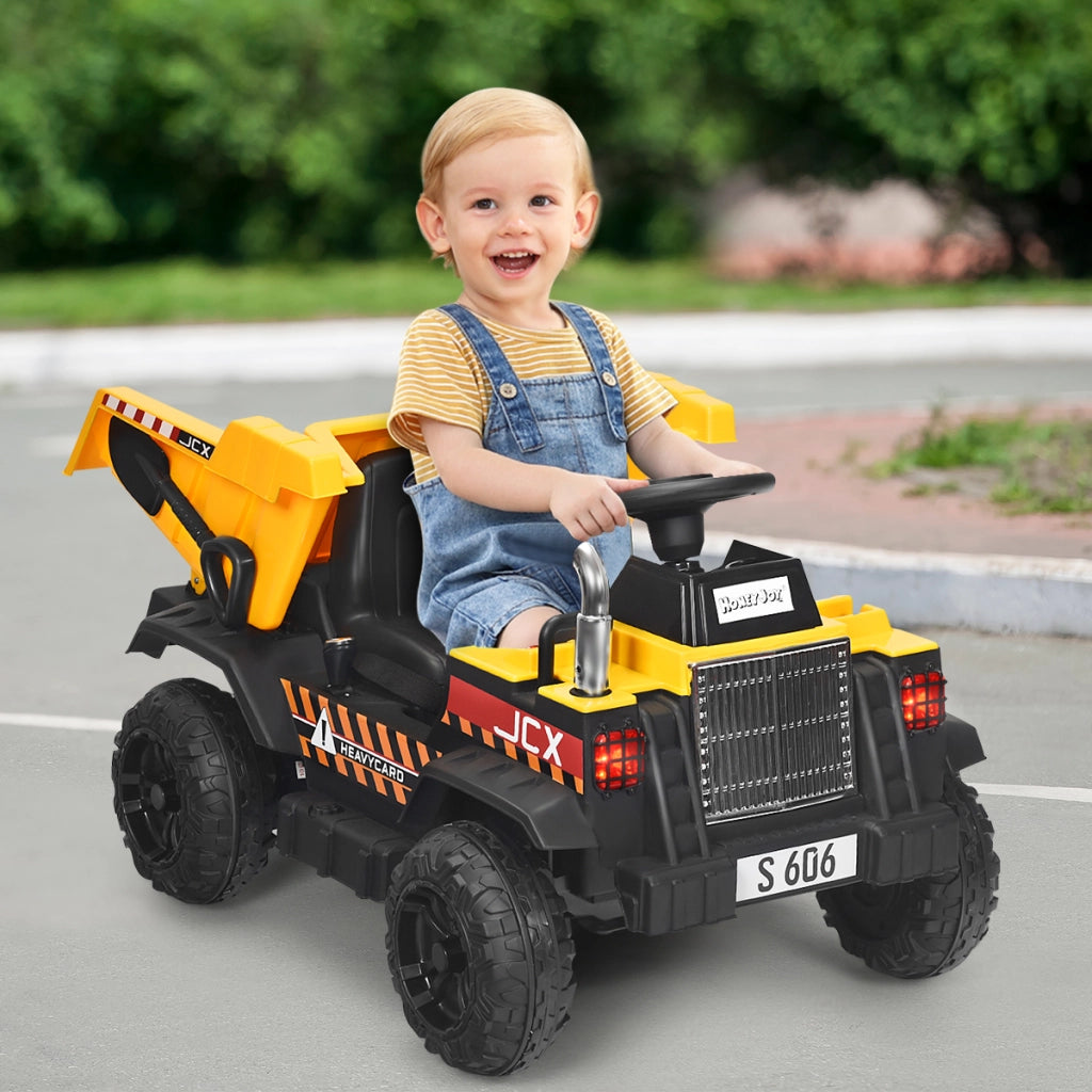 Autoribaltabile a batteria per bambini con telecomando e musica, Veicolo di costruzione con secchio Giallo-Macchinine giocattoli