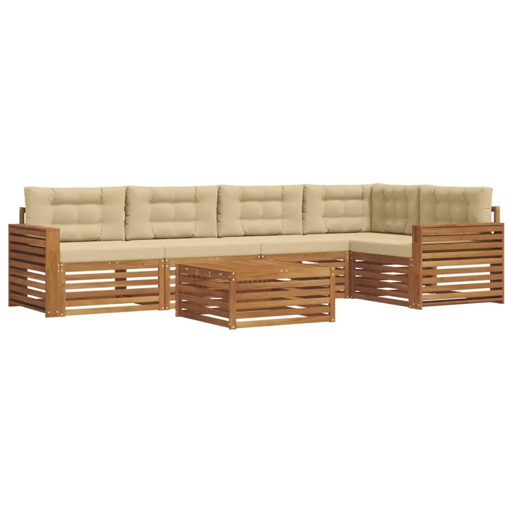 Set di divani da esterno con cuscino 6 pcs Naturale e Beige 3373508