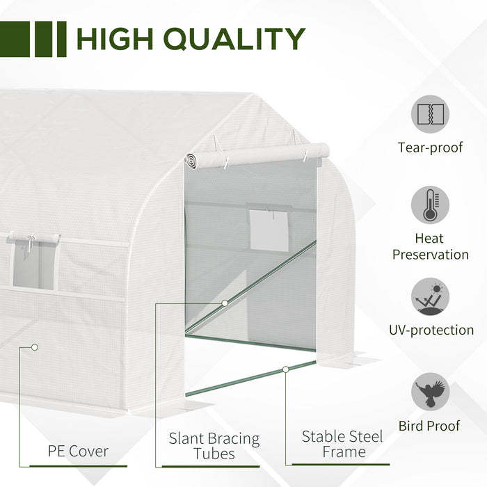 Easycomfort Serra per Orto 6x3x2m con 8 Finestre e Porta Avvolgibile, in Acciaio e PP, Verde