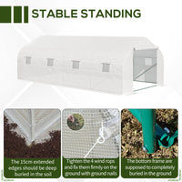 Easycomfort Serra per Orto 6x3x2m con 8 Finestre e Porta Avvolgibile, in Acciaio e PP, Verde