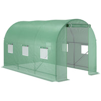 EasyComfort Serra per Orto a Tunnel 3.5x2x2m in PE e Metallo con 6 finestre e Porta Avvolgibile, Verde
