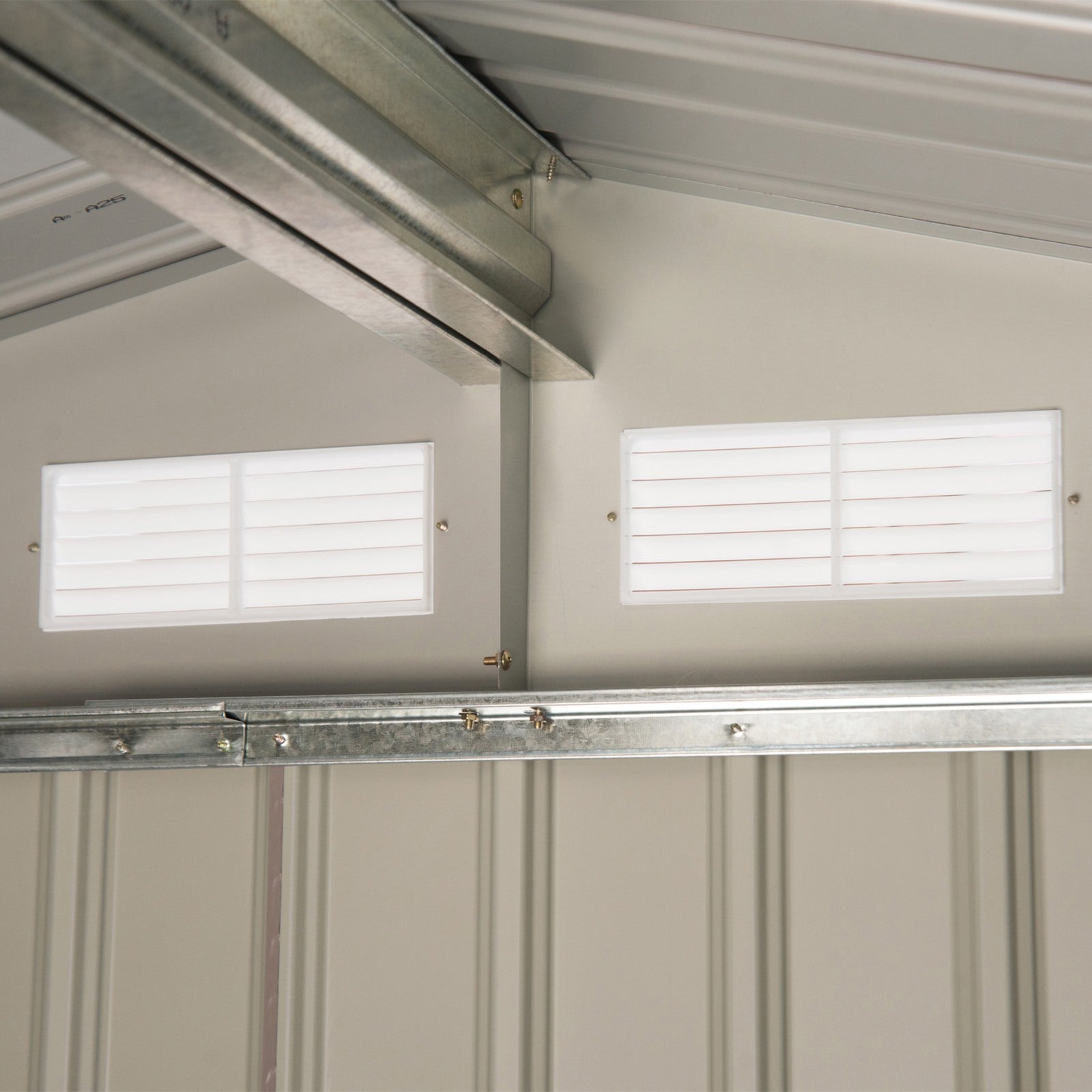 EASYCOMFORT  Casetta da Giardino Porta Utensili in Lamiera di Acciaio, Capanno da Giardino in Acciaio con Porte Scorrevoli, 213x130x185cm, Grigio